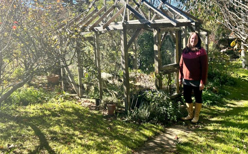 Sara Reilly in her rehabilitated garden